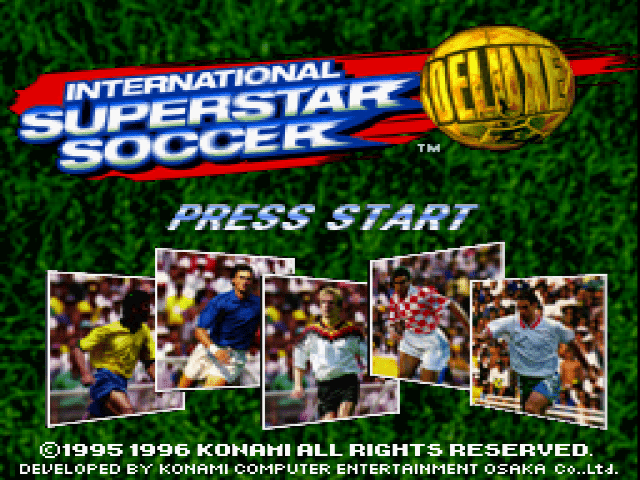 International Superstar Soccer title screen for Playstation